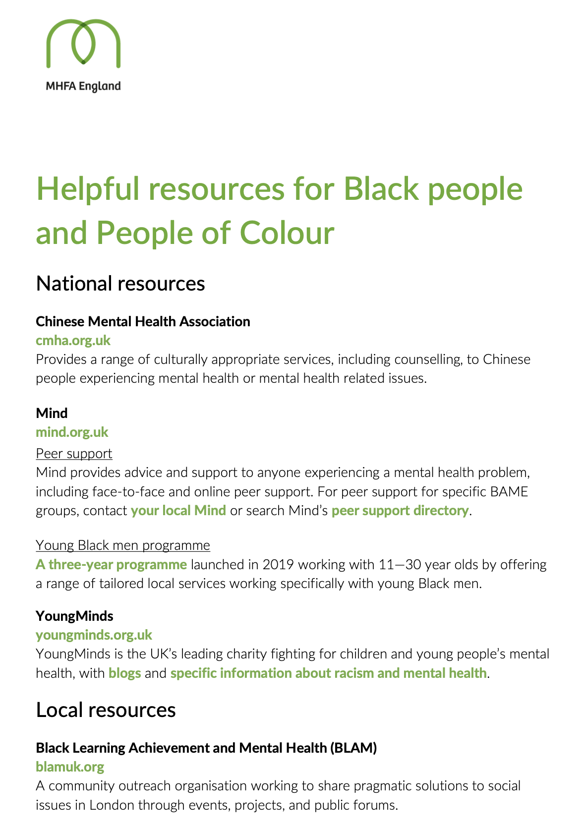 Helpful resources for Black people and People of Colour