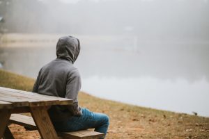 Lonely man on a bench